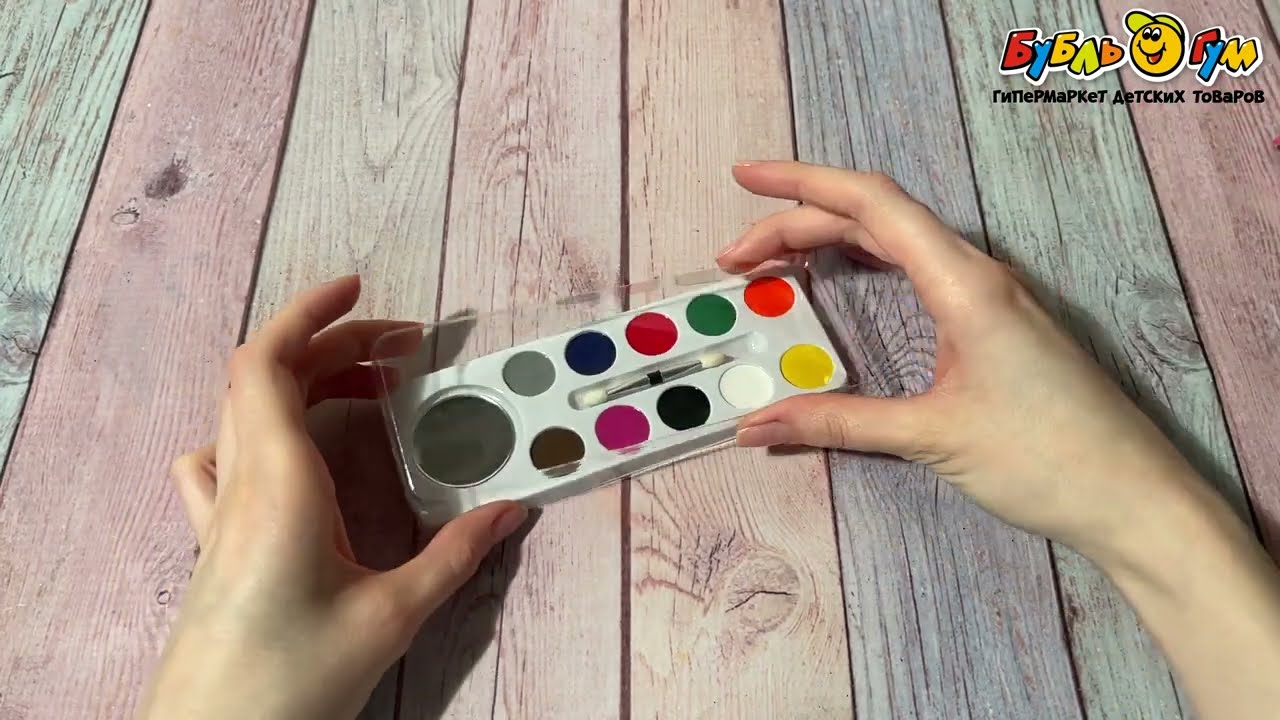 Краски-грим с кистью-аппликатором и зеркалом 10цветов - видео