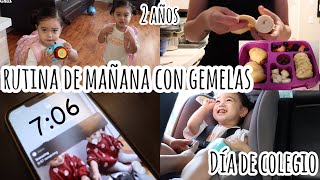 Mi Rutina de mañana con gemelas de 2 años ( día de colegio)