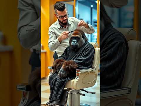 😂 Gorilla’s Fancy Haircut! The Funniest Barbershop Ever! 💈🐵