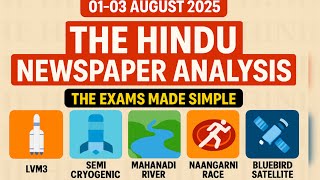 01 - 03 August The Hindu Newspaper Analysis | Must know news articles