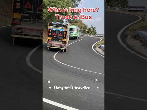 Truck and bus in a sharp curve ghat road | #truck #buslover #bus #tnstc #trucklovers #drivingskills