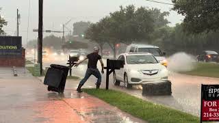 Good Samaritan Clears Bins from Road After Severe Storm - Bedford TX