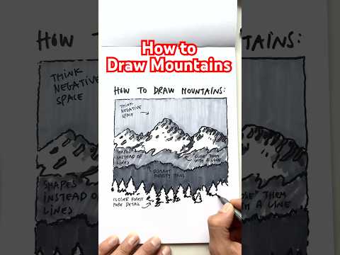 How to draw Mountains in 4 simple steps. #howtodraw #drawingtutorial #beginnerdrawing
