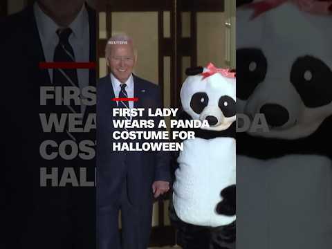 First Lady wears a panda costume for Halloween celebration