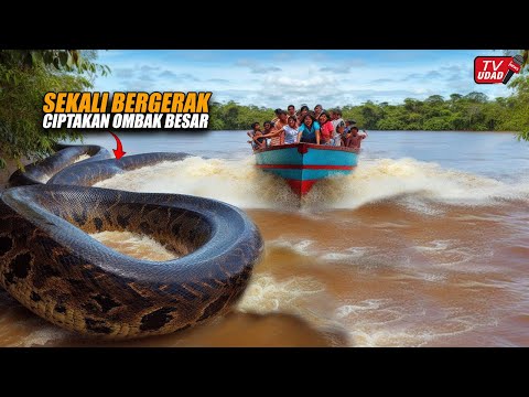 Histeris !! Ular Raksasa Hampir Gulingkan Perahu Wisatawan Saat Susuri Sungai Mirip Amazon...