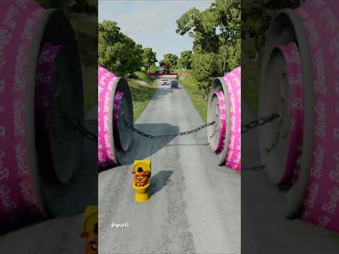 Skibidi Toilet VS Bollard Barbie & Chain & Crush in BeamNG.drive #shorts