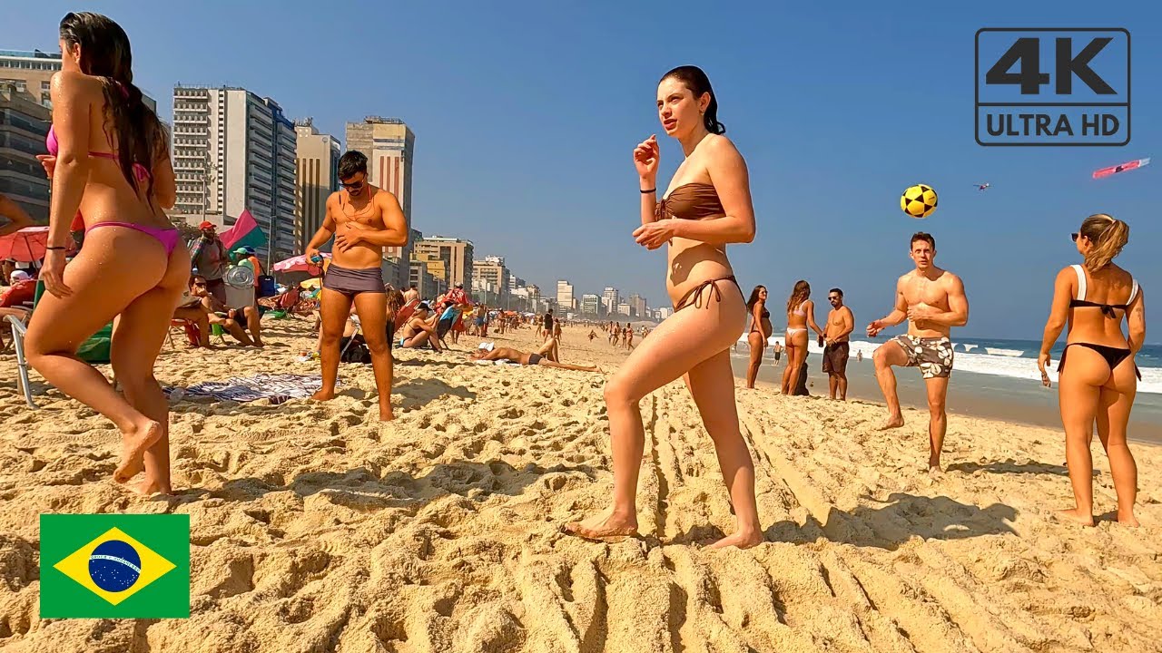 4K ⁶⁰ Walking tour on LEBLON BEACH | 🇧🇷 Beach walk in RIO DE JANEIRO