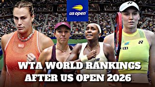 WTA World Rankings after US Open 2026 | Rybakina, Sabalenka, Gauff, Eala | Tennis Grand Slam