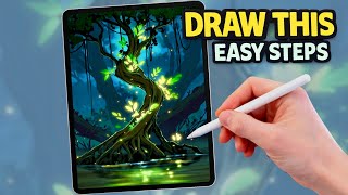PROCREATE Magical Tree EASY STEPS Landscape Drawing Tutorial