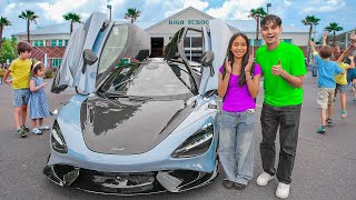 Dropping Our Little Sister Off At School in a McLaren 765LT!
