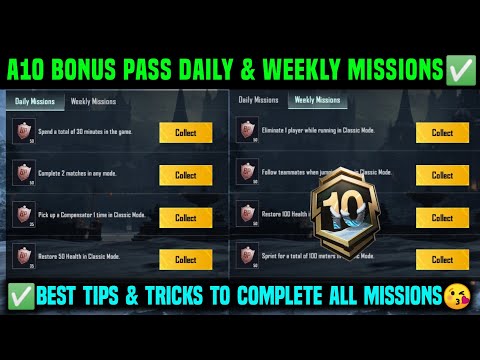 A10 BONUS PASS DAILY MISSIONS | A10 BONUS PASS WEEKLY MISSION EXPLAIN | BGMI A10 BONUS PASS MISSIONS