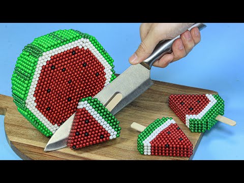 Watermelon 🍉🍉|  WATERMELON CREAM from Magnetic Balls | Stop Motion Cooking Video