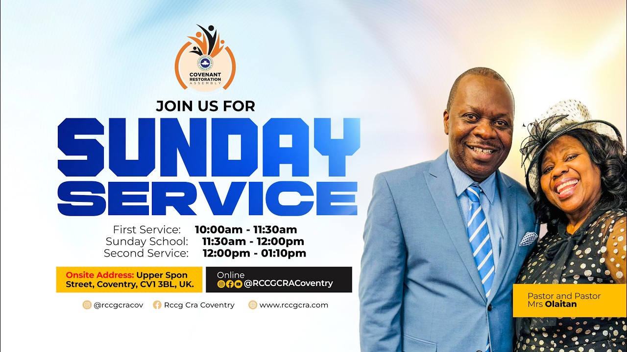 We are a bible believing church with practical teachings of God's word.

Our Goal: To discover, To Develop & To Disciple
Mission Statement: To Make Heaven and To Taking As Many As Possible With Us
Parish Leader: Pastor & Pastor. Mrs Olaitan

Worship Experience: 10am Every Sunday  
Digging Deep: 6pm Every Wednesdays
Youth Hang Out: 7pm Last Fridays Every Month

Webpage: rccgcra.com

TO GIVE: By Bank Transfer

Purpose:  Tithe & Offering
Bank Name: RCCG CRA
Sort Code: 30-92-33
Account Number: 00408900

Purpose:  Building & Special Seed
Bank Name: RCCG CRA 
Sort Code: 30-92-33
Account Number: 00408900

NEXT STEPS:
Have you made a decision to follow Jesus? You may be wondering what’s next on your journey. We want to help! Let us guide you to the next steps in your walk with Christ.

For further assistance please contact us
+44 (0) 24 7541 5000
info@rccgcracoventry.com

#prayers  #Jesus #gospel  #rccg  #rccg_church #RCCGCRA #coventry  #worship  #praise  #sundayservice #bible  #biblestudy #holycommunion #christain #sundayservicelive #sundayserviceonline #sundayservicemessage #holyspirit 

©RCCG CRA Coventry