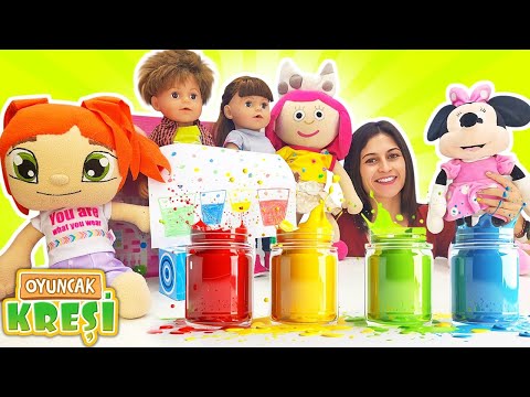 Eğitici videolar! Oyuncak Kreşi - Renkli su damlası etkinliği! Kız ve erkek çocuklar için