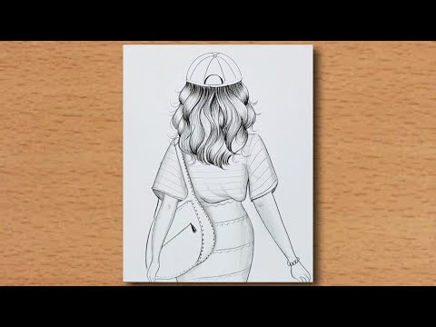 How to draw a girl from behind | Easy tutorial girl from backside drawing