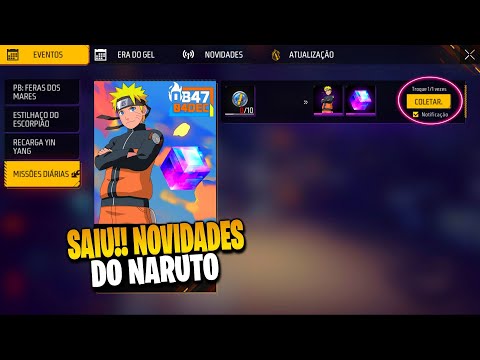 GARENA VAZOU!! PEGUE CONJUNTO NARUTO, DATA OFICIAL, MODO DE JOGO E EVENTOS - NOVIDADES FREE FIRE