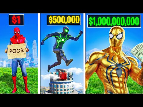 $1 to $1,000,000,000 SPIDERMAN In GTA 5!