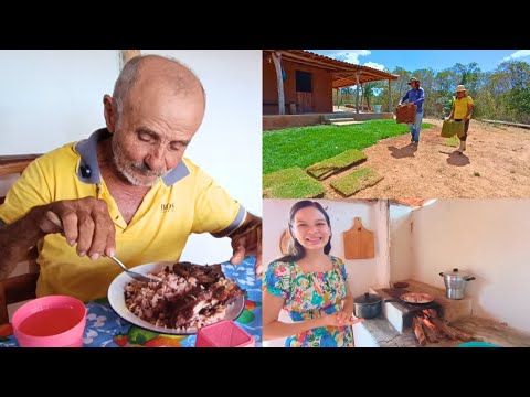 Plantando Grama na Casa de Meu Pai +Almoço Simples no Sítio +Pescando no Açude Dia Abençoado