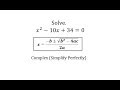 Quadratic Equations and Complex Solutions