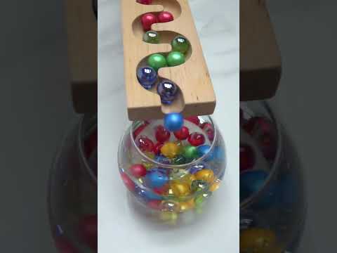 Marble Run ASMR Wooden Wave Glass With Water Dino Bells and Other #marblerunrace #marblerun #giwala