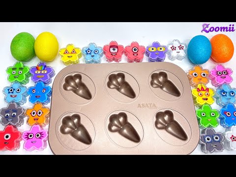 Rainbows EGGS 🌈 Mixing Numberblocks Dinosaur Eggs with Rainbow SLIME Colorful! Satisfying, ASMR