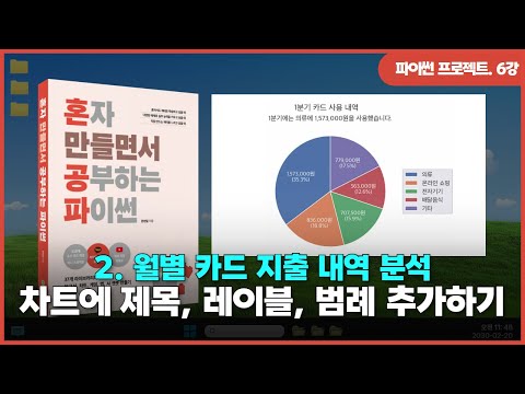 [파이썬 프로젝트] Ch 02. 월별 카드 지출 내역 분석 | ④파이 차트에 제목, 레이블, 범례 추가하기