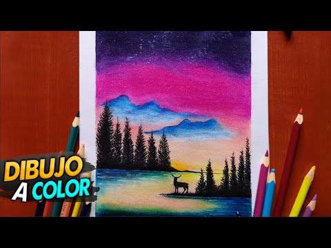 PAISAJE CON LAPICES DE COLORES " TÉCNICA DEL BORRADOR "