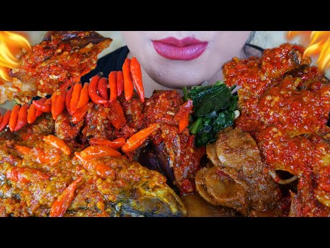 ASMR CUMI OSENG PEDAS, IKAN PESMOL, GULAI JENGKOL, SAYAP AYAM MERCON | ASMR MUKBANG INDONESIA