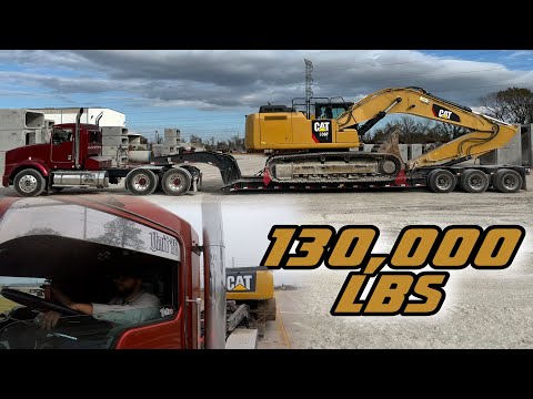 Kenworth GOT REALLY HEAVY, hauling a 336F CAT excavator