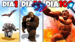 A VERDADEIRA HISTÓRIA DO LEGENDARY KONG! SOBREVIVI 100 DIAS COMO O REI DOS GODZILLA E DINOSSAUROs