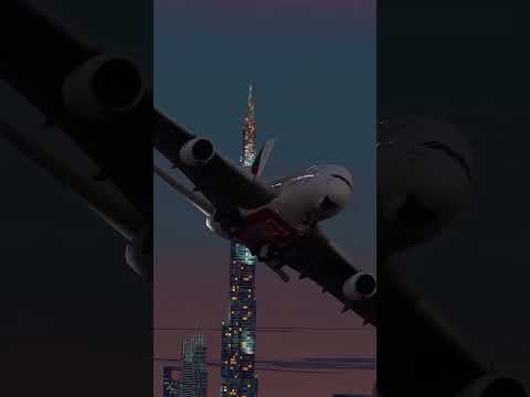 Emirates with Burj Khalifa view #airbus #trending #burjkhalifa #dxb #shortvideo #happy #a380f #air