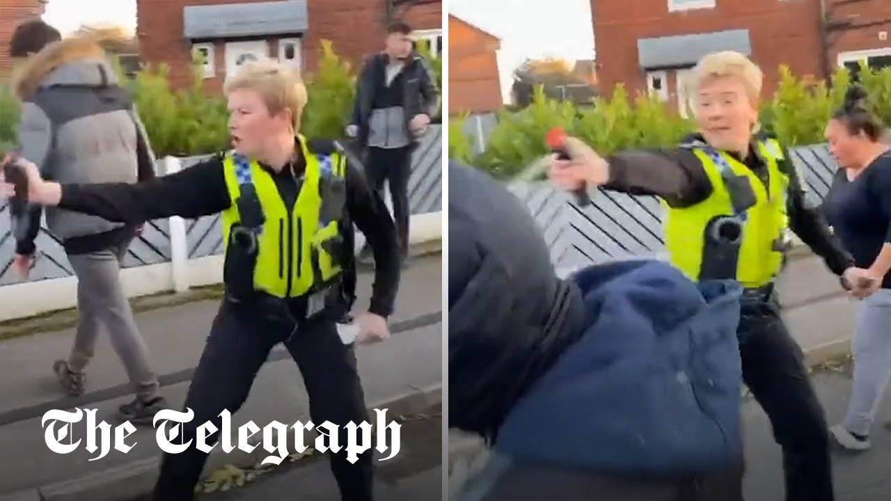 Female police officer pepper sprays multiple people in Leeds