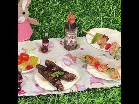 mini meat kebab bbq 🍢🔥🤤 #minifood #satisfying #asmr #shorts | minibuncafe
