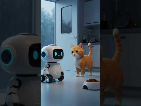 बिल्ली और Ai Rob #music #electronic #ai #facts #cartoon #cartoons #animation #moonlight #aivideo