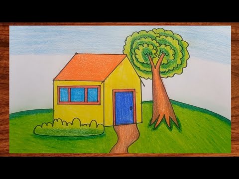 How to draw a beautifull simple house easy || Drawing Beautifull Simple House Easy.