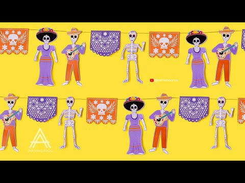 🏵️ Decoración para día de muertos 💀 Adornos calaveritas y papel picado