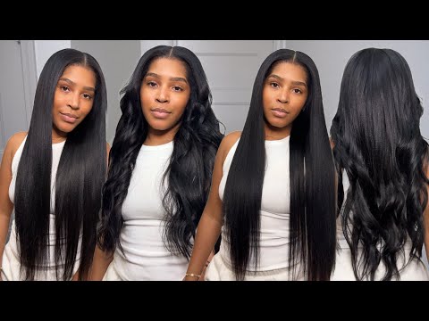 EASY LAST MIN HAIR TUT| WATCH ME INSTALL AND STYLE THESE YAKI STRAIGHT EXTENSIONS | KLAIYI HAIR