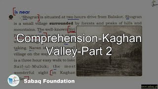 Comprehension-Kaghan Valley-Part 2
