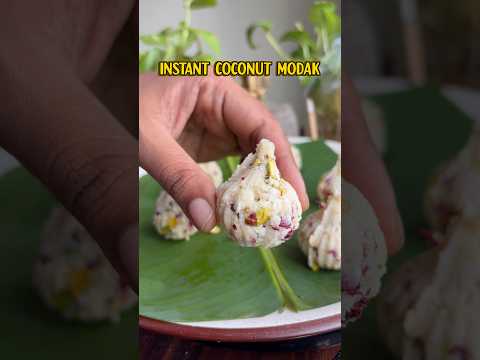 Instant coconut modak #modak #ganpati #ganesha #bhog #prasad #sugarfree #youtubeshorts #shorts #<strong>yum</strong>