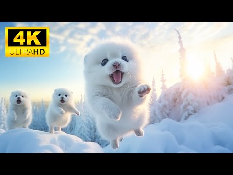 Baby Animals 4K (60FPS) - Funny Wild Cute Animals With Relaxing Music (Colorfully Dynamic)