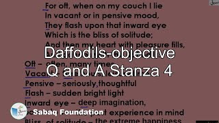 Daffodils-objective Q and A Stanza 4