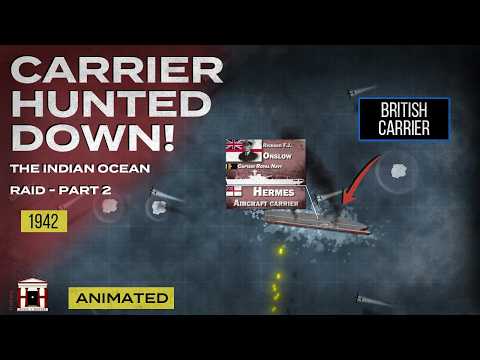 Japan Sinks British Carrier HMS Hermes: Indian Ocean Raid, 1942 - Animated