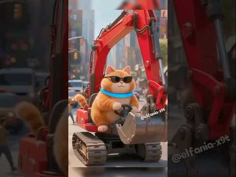 The COOLEST Gift Ever🎁 Cat Buys a DIGGER for Its Friend🚜 #shorts #funny #cat #cute #animals #comedy