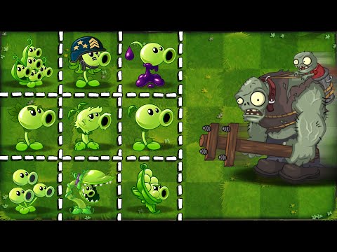 PVZ 2 Challenge All PEASHOOTER & New Plants vs 30 Gargantuar Zombies Custom Speed