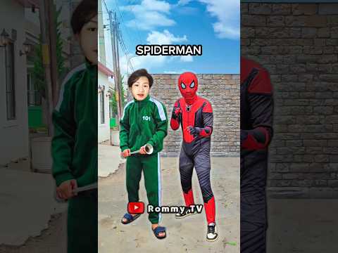 SPIDERMAN DAN SQUID GAME KAGET!! Prank Klakson Bus Telolet #shorts #basuri
