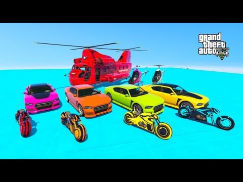 SPIDERMAN CARS COLOR Block GODZILLA Ramp JUMP Challenge ! SUPERHERO HULK Epic new Stunt Race - GTA V