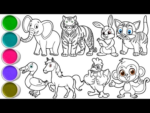 Draw Amazing Animals in Just Minutes - Elephant, Tiger, Rabbit, Cat, Duck, Horse, Chicken and Monkey