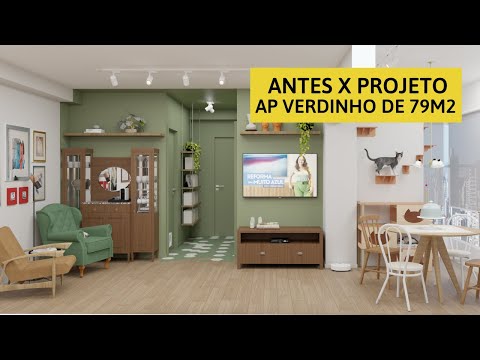 Antes x Projeto - 79m2 - Todo Verdinho