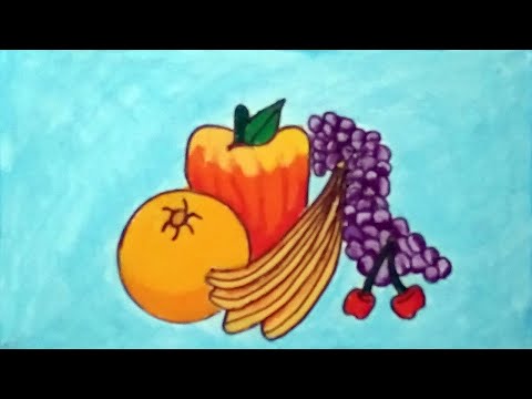 How To Draw Easy Fruits For Beginners Step by Step With Oil Pastels | Scenery Drawing