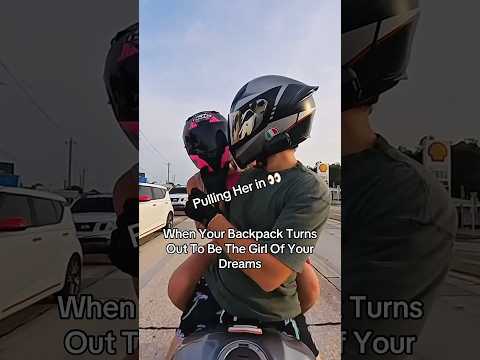 Touchy Backpack Moment 😂👀#bikercouple #bikergirl #automobile #bikelife #motorcycle #biker